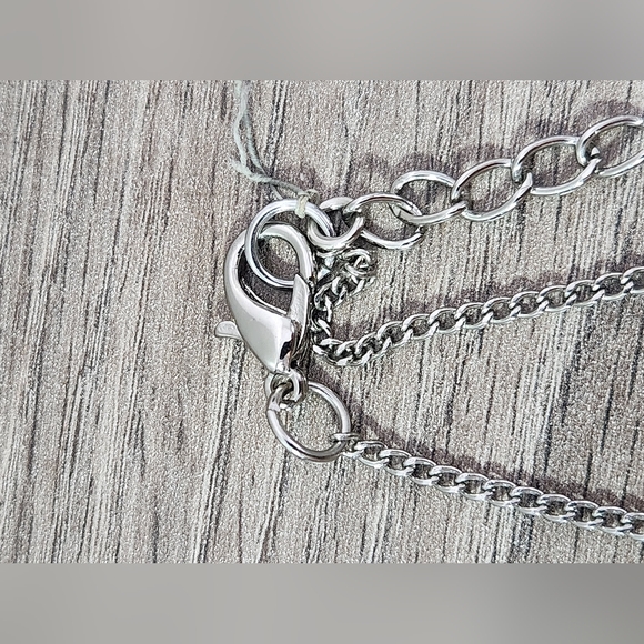 BCBGeneration Gold Tone LOVE Charm Silver Tone Chain Necklace - Picture 6 of 7